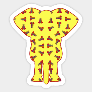 Rainbow Elephant Pattern (Yellow) Sticker